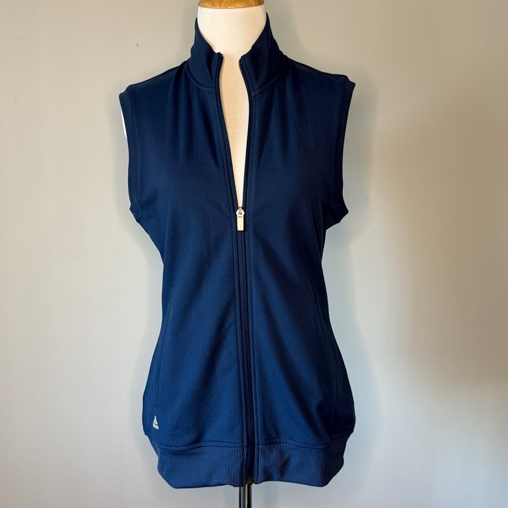 Adidas Golf Ladies Navy Blue Sleeveless Zip-Up Vest Sz Small